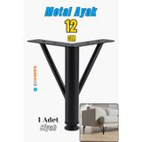 Badem10 Üçgen 12 cm Siyah Metal Mobilya Ayağı Modern Koltuk Kanepe Dayanıklı Tv Ünitesi Ayağı Ayakları
