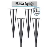 Badem10 Üçgen 4 Adet Siyah 71 cm Metal Masa Sehpa Ayağı Dayanıklı Mobilya Destek Yükseltici Ayak Modern