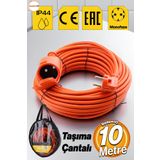 Badem10 Uzatma Kablosu 10 Metre 3x2.5 Mm Kapaklı Monofaze Ev Tipi Topraklı Cca Kablolu Tekli Grup Fiş Priz