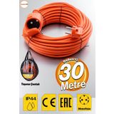 Badem10 Uzatma Kablosu 30 Metre 3x2.5 Mm Ev Tipi Topraklı Cca Kablolu Tekli Grup Fiş Priz Kapaklı Monofaze