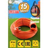 Badem10 Uzatma Kablosu 3x1.5 mm 15 METRE Tekli Grup Fiş Priz Topraklı Kablolu Kapaklı Monofaze Ev Tipi