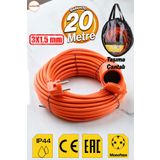 Badem10 Uzatma Kablosu 3x1.5 Mm 20 Metre Topraklı Cca Kablolu Tekli Grup Fiş Priz Kapaklı Monofaze Ev Tipi