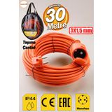 Badem10 Uzatma Kablosu 3x1.5 Mm 30 Metre Topraklı Cca Kablolu Tekli Grup Fiş Priz Kapaklı Monofaze Ev Tipi