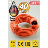 Badem10 Uzatma Kablosu 3x1.5 Mm 40 Metre Kapaklı Monofaze Ev Tipi Topraklı Cca Kablolu Tekli Grup Fiş Priz