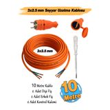 Badem10 Uzatma Kablosu Seyyar 10 Metre TTR CCA Telli 3x2.5 mm Elektrik Kablo Kontrol Kalem Dişi Erkek Fiş