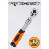Badem10 Uzayabilir Cırcır Kolu 72 Diş 1/4 İnç Lokma Anahtarı Çelik Profesyonel Yüksek Tork İnce Yapı