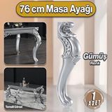 Badem10 Valenta Masa Dresuar Ayağı 76 cm Plastik Ayak Mutfak Yemek Masası Mobilya Ayakları Gümüş