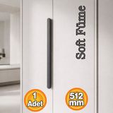 Badem10 Vento Çizgili Soft Füme Çekmece Kulp 512 mm Modern Minimal Gardırop Dolap Mutfak Kulp Aksesuarı - Metal