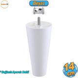 Badem10 Vidalı Aparat Dahil Düz 14 Cm (BEYAZ) Plastik Mobilya Yükseltici Yükseltme Koltuk Kanepe Ayağı Baza Ayakları