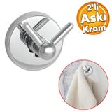 Badem10 Vidalı Banyo Lavabo Askısı Çatal 2'li Askılık Krom Renk Metal Sağlam Aparat Bornoz Havlu Asma Askı