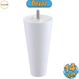 Badem10 Vidalı Düz Plastik Ayak 14 Cm Beyaz Mobilya Yükseltici Yükseltme Koltuk Kanepe Baza Ayağı
