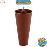 Badem10 Vidalı Düz Plastik Ayak 14 Cm Kahve Mobilya Yükseltici Yükseltme Koltuk Kanepe Baza Ayağı