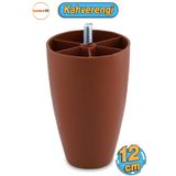 Badem10 Vidalı (M8 INCE DİŞ) Oval Plastik Ayak 12 Cm Kahve Mobilya Yükseltici Koltuk Kanepe Ayağı Ayakları