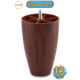 Badem10 Vidalı (M8 INCE DİŞ) Plastik 12 Cm (CEVİZ) Mobilya Dolap Kanepe Koltuk Yükseltici Ayağı Ayakları