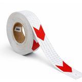 Badem10 Yapışkanlı 5 cm ( 50 Metre ) Kırmızı Beyaz Petekli Ok Yönlendirme Reflektörlü Reflektif Şerit Bant - Kırmızı - Beyaz