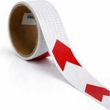 Badem10 Yapışkanlı 7.5 cm ( 1 Metre ) Kırmızı Beyaz Petekli Ok Yönlendirme Reflektörlü Reflektif Şerit Bant - Kırmızı - Beyaz