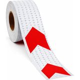 Badem10 Yapışkanlı 7.5 cm ( 50 Metre ) Kırmızı Beyaz Petekli Ok Yönlendirme Reflektörlü Reflektif Şerit Bant - Kırmızı - Beyaz