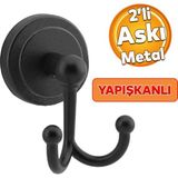 Badem10 Yapışkanlı Banyo Havluluk Bornoz Askısı Tutacağı Asacağı Asma Aparatı Metal Siyah Askılık Askılığı