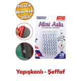 Badem10 Yapışkanlı Banyo Lavabo Mutfak Askılık Şeffaf Plastik Sağlam Asma İz Bırakmayan Mini Askı 20 Adetli