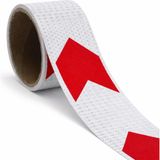 Badem10 Yapışkanlı En 10 cm (1 Metre) Kırmızı Beyaz Petekli Ok Yönlendirme Reflektörlü Reflektif Şerit Bant - Kırmızı - Beyaz