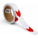 Badem10 Yapışkanlı En 5 cm ( 5 Metre ) Kırmızı Beyaz Petekli Ok Yönlendirme Reflektörlü Reflektif Şerit Bant - Kırmızı - Beyaz