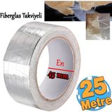 Badem10 Yapışkanlı Fiberglas Lif Takviyeli Alüminyum Folyo Bant 45 mm x 25 Metre Yanmaz Soba Borusu Bandı