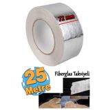 Badem10 Yapışkanlı Fiberglas Lif Takviyeli Alüminyum Folyo Bant 72 mm x 25 Metre Yanmaz Soba Borusu Bandı