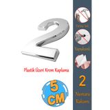 Badem10 Yapışkanlı Kapı Numarası Küçük Boy 50 mm 5 cm Numara 2 Rakam Iki Sayısı Krom Renk Numaralar 1 Adet