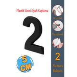 Badem10 Yapışkanlı Kapı Numarası Küçük Boy 50 mm 5 cm Numara 2 Rakam Iki Sayısı Siyah Renk Numaralar 1 Adet
