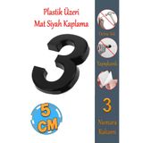 Badem10 Yapışkanlı Kapı Numarası Küçük Boy 50 mm 5 cm Numara 3 Rakam Üç Sayısı Siyah Renk Numaralar 1 Adet