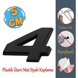 Badem10 Yapışkanlı Kapı Numarası Küçük Boy 50 mm 5 cm Numara 4 Rakam Dört Sayı Siyah Renk Numaralar 1 Adet