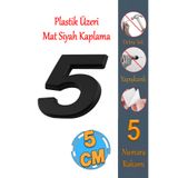 Badem10 Yapışkanlı Kapı Numarası Küçük Boy 50 mm 5 cm Numara 5 Rakam Beş Sayısı Siyah Renk Numaralar 1 Adet