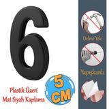 Badem10 Yapışkanlı Kapı Numarası Küçük Boy 50 mm 5 cm Numara 6 Rakam Altı Sayı Siyah Renk Numaralar 1 Adet
