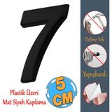 Badem10 Yapışkanlı Kapı Numarası Küçük Boy 50 mm 5 cm Numara 7 Rakam Yedi Sayı Siyah Renk Numaralar 1 Adet