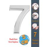Badem10 Yapışkanlı Kapı Numarası Küçük Boy 50 mm 5 cm Numara 7 Rakam Yedi Sayısı Krom Renk Numaralar 1 Adet