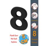 Badem10 Yapışkanlı Kapı Numarası Küçük Boy 50 mm 5 cm Numara 8 Rakam Sekiz Sayı Siyah Renk Numaralar 1 Adet