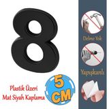 Badem10 Yapışkanlı Kapı Numarası Küçük Boy 50 mm 5 cm Numara 8 Rakam Sekiz Sayı Siyah Renk Numaralar 1 Adet