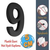 Badem10 Yapışkanlı Kapı Numarası Küçük Boy 50 mm 5 cm Numara 9 Rakam Dokuz Sayı Siyah Renk Numaralar 1 Adet