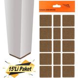 Badem10 Yapışkanlı Mobilya Masa Sandalye Parke Zemin Ayak Koruyucu Kaydırmaz Keçesi 40 Mm (15'Lİ PAKET) - Kahverengi - Krem
