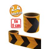 Badem10 Yapışkanlı Sarı Siyah İşaretli Yönlendirme Reflektörlü Reflektif Şerit Bant 9 cm İkaz Bandı 2.4 Mt