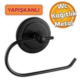 Badem10 Yapışkanlı Tuvalet Kağıtlık Aparat Açık WC Kağıt Standı Bez Havluluk Paslanmaz Metal Sağlam Siyah Renk