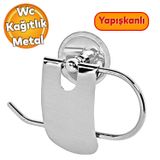 Badem10 Yapışkanlı Tuvalet Kağıtlık Aparat Kapalı WC Kağıt Standı Bez Havluluk Paslanmaz Metal Sağlam Krom