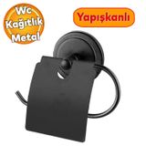 Badem10 Yapışkanlı Tuvalet Kağıtlık Aparat Kapalı WC Kağıt Standı Paslanmaz Metal Sağlam Siyah Renk