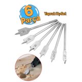 Badem10 Yaprak Matkap Ucu Takımı Ahşap Delme Ucu Tahta Sunta Plastik Alçıpan Delme Ucu Bits Uç 6'lı Set