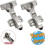 Badem10 Yarım Deve Frenli Pistonlu 2 Adet Dolap Kapak Menteşesi Yavaşlatıcı Tas Menteşe