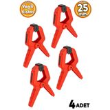 Badem10 Yaylı Kıskaç Mandal El Tip Işkence Kırmızı Klips Hobi 25 mm 1 Inç 4 Adet