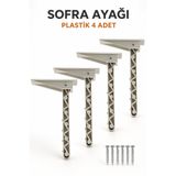 Badem10 Yer Sofra Ayağı Plastik Katlanır Yer Sofrası Sini Altı 22 Cm Beyaz (4 ADET)