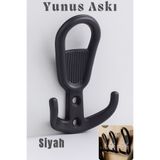 Badem10 Yunus Siyah Askı Askılık Duvar Vidalı Çanta Elbise Asma Portmanto Vestiyer Banyo Mutfak Askısı