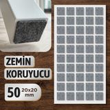 Badem10 Zemin Koruyucu Keçe 20X20 mm Yapışkanlı (50'li Paket) Masa Sandalye Mobilya Koltuk Ayak Keçesi Kare - 02 - Gri