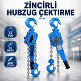 Badem10 Zincirli Hubzug Çektirme 1.5 Ton 1.5 Metre Çift Mandallı Manuel Vinç Uzun Kollu Yük Kaldırma Aparatı